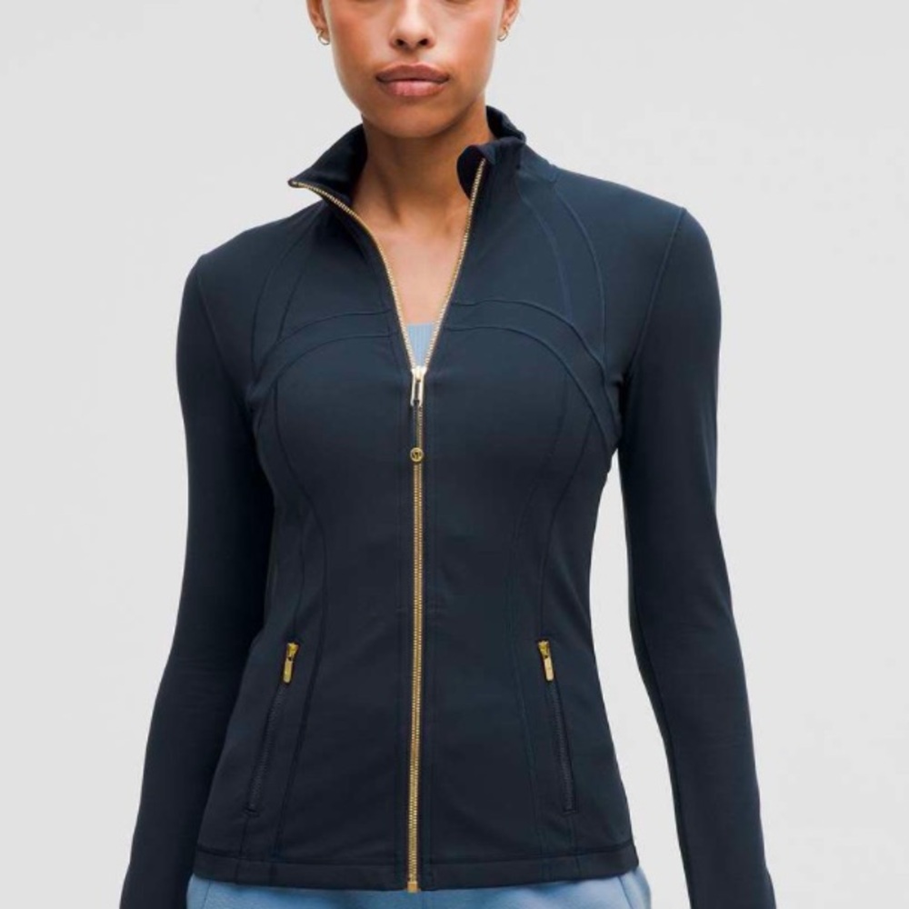 Lulu Navy Define Jacket with Gold Zipper